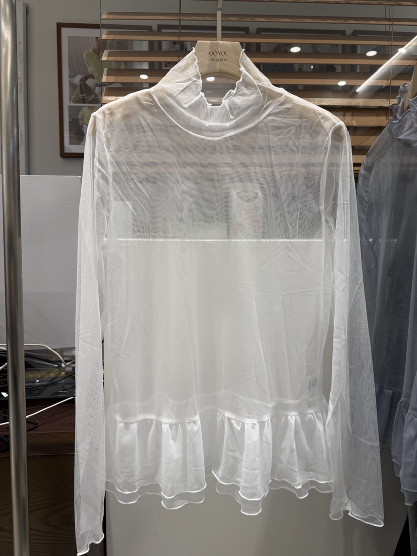 DE GO YOU韓國直郵女士新品休閑熱賣襯衫蕾絲衫荷葉邊透視DE GO YOU襯衫/蕾絲衫圖色2