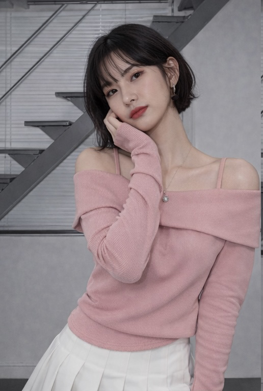 RED-J-레드.J-T東大門直郵女士新品熱賣針織衫不對稱露肩RED-J針織衫