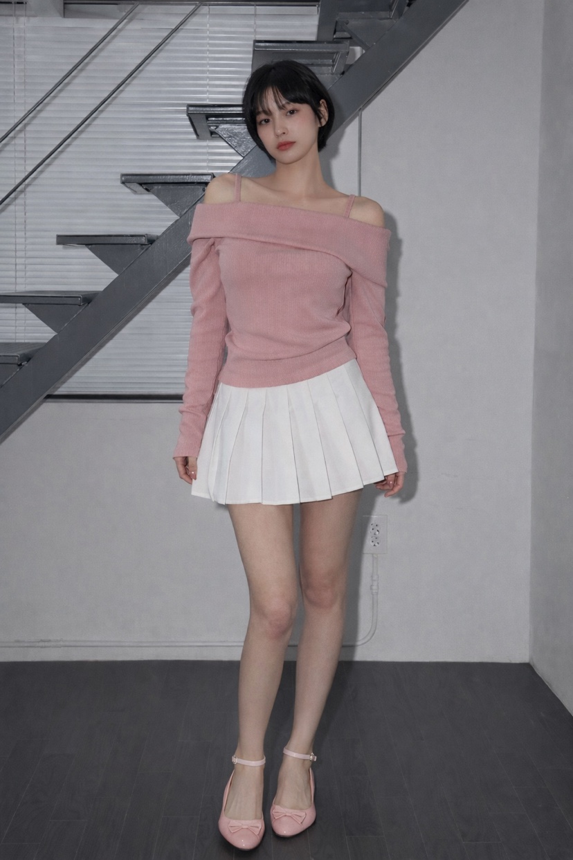 RED-J-레드.J-T東大門直郵女士新品熱賣針織衫不對稱露肩RED-J針織衫圖色1