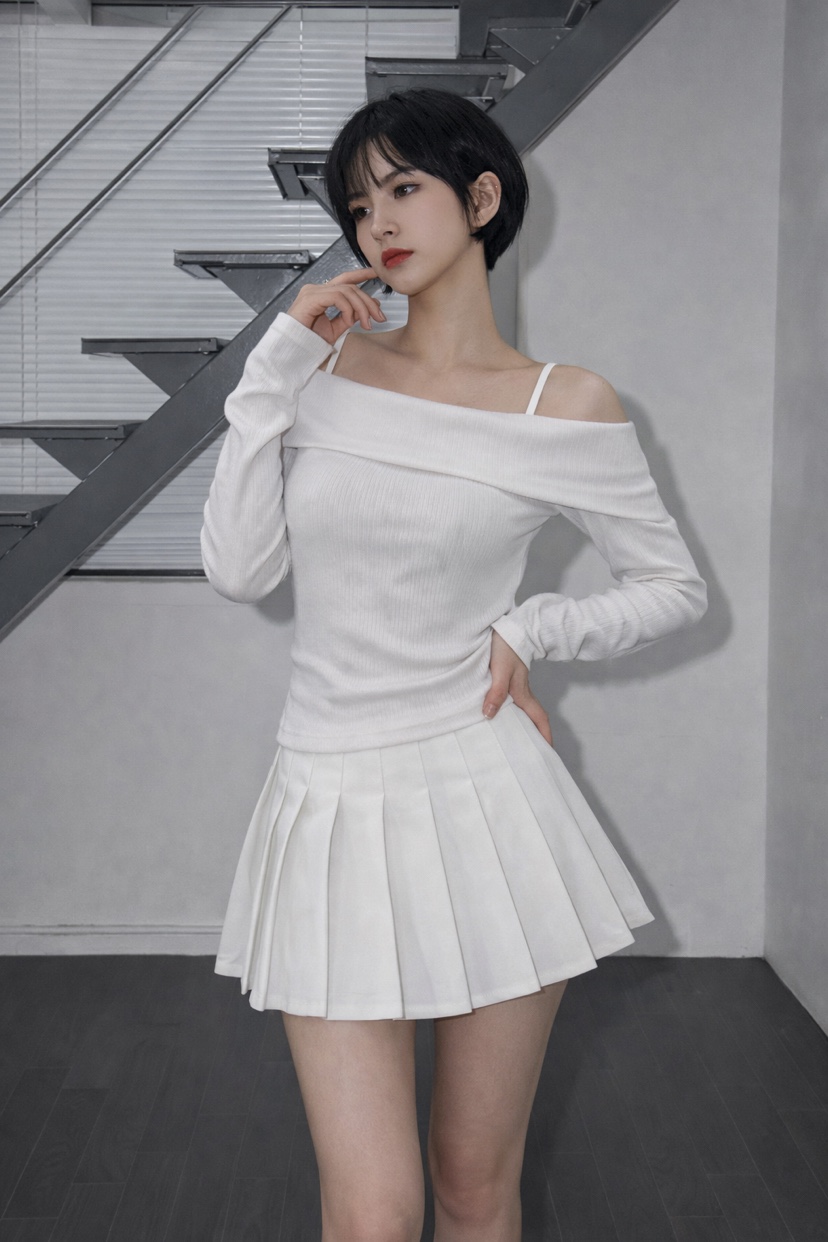 RED-J-레드.J-T東大門直郵女士新品熱賣針織衫不對稱露肩RED-J針織衫圖色2