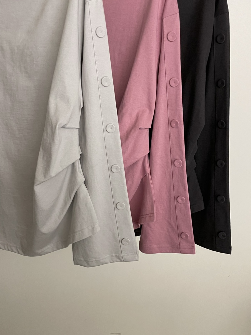 BOLD-A韓國直郵女士新款人氣休閑26春夏長袖T恤露肩紐扣RE BOLD長袖T恤