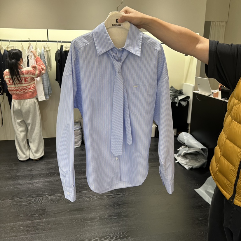 TOMGIRL東大門直郵女士新品時尚熱賣休閑襯衫蕾絲衫含領帶TOMGIRL襯衫/蕾絲衫圖色1