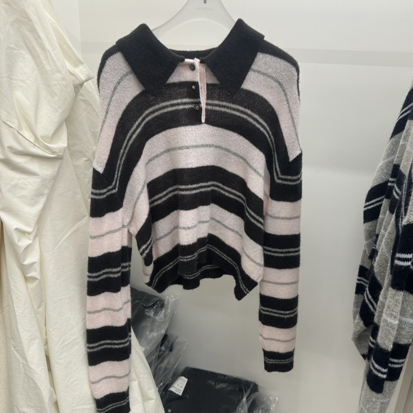 HELVETICA東大門實拍女士新品時尚推薦人氣針織衫毛絨條紋HELVETICA針織衫圖色1