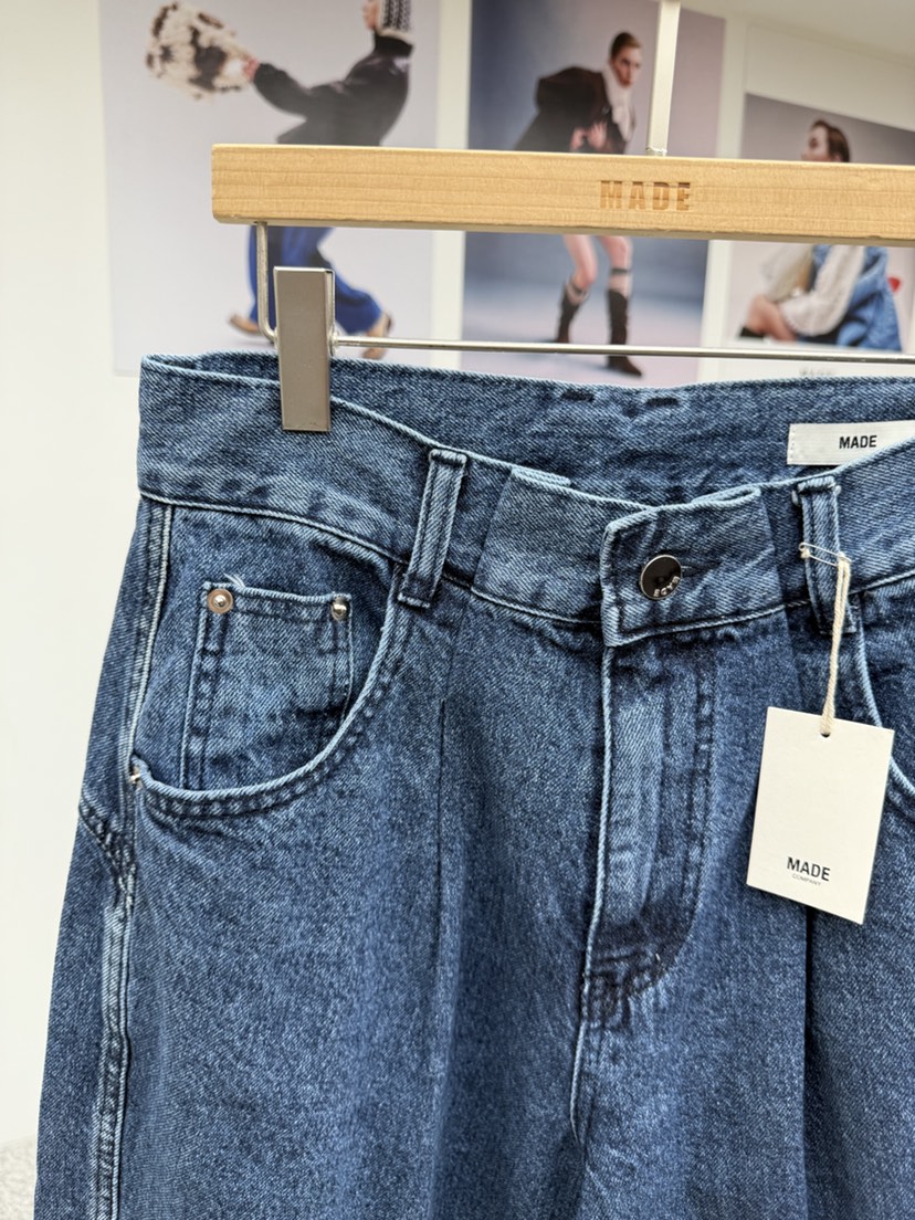 MADE-P東大門代購女裝新品推薦休閑26春夏真品職業牛仔褲MADE-P牛仔褲