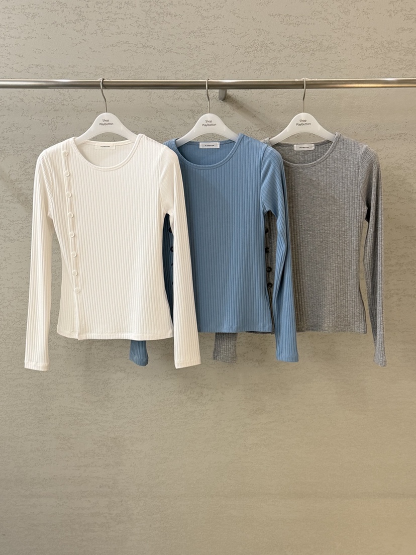 PLAYBUTTON-P韓國代購女裝新款人氣推薦職業休閑長袖T恤PLAYBUTTON長袖T恤