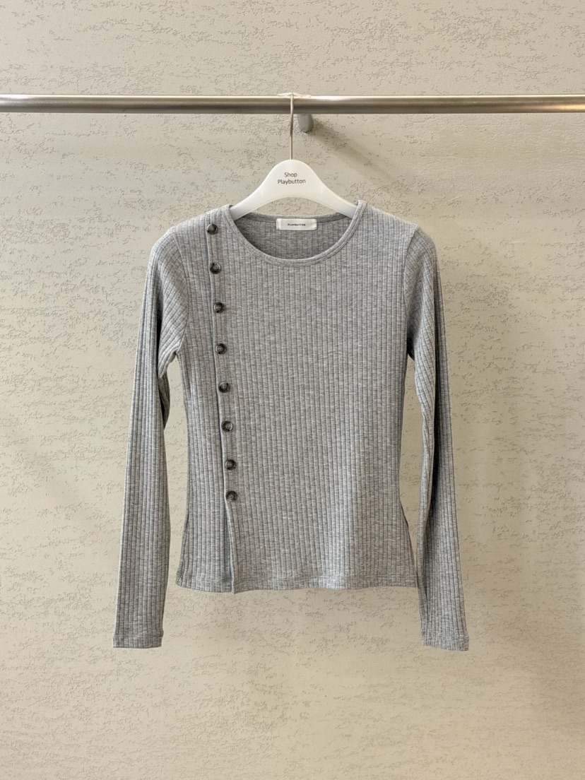 PLAYBUTTON-P韓國代購女裝新款人氣推薦職業休閑長袖T恤PLAYBUTTON長袖T恤圖色1