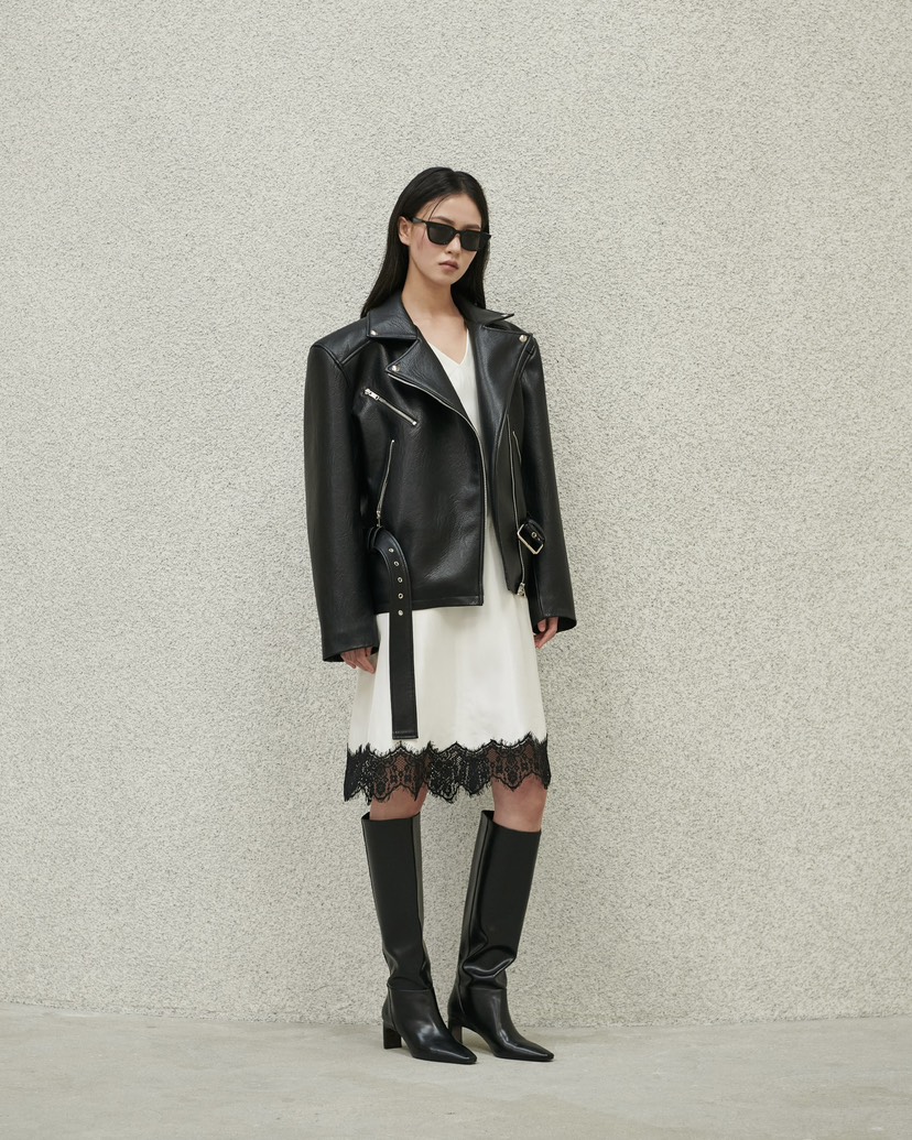 STAGE東大門直郵女士新款熱賣推薦職業時尚26春夏皮衣含腰帶STAGE皮衣