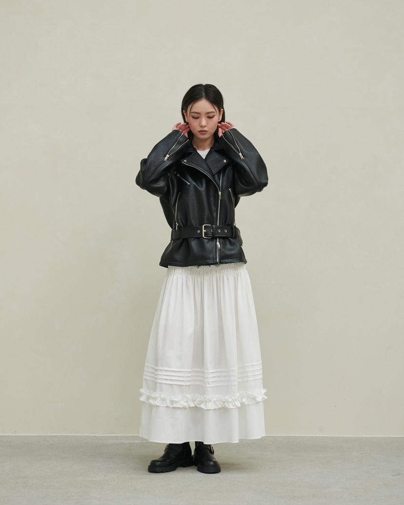 STAGE東大門直郵女士新款熱賣推薦職業時尚26春夏皮衣含腰帶STAGE皮衣