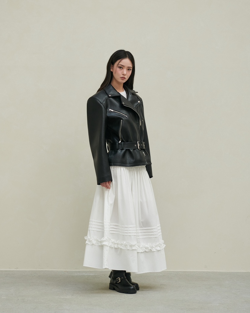 STAGE東大門直郵女士新款熱賣推薦職業時尚26春夏皮衣含腰帶STAGE皮衣