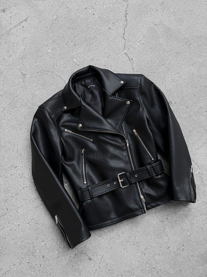 STAGE東大門直郵女士新款熱賣推薦職業時尚26春夏皮衣含腰帶STAGE皮衣