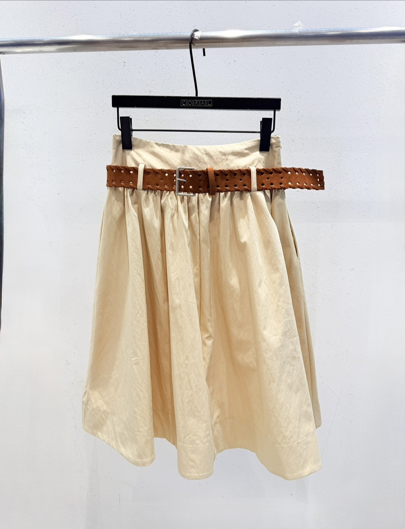 CORAL韓國代購女士新款熱賣時尚半身裙中短裙不含腰帶褶皺CORAL半身裙/中短裙