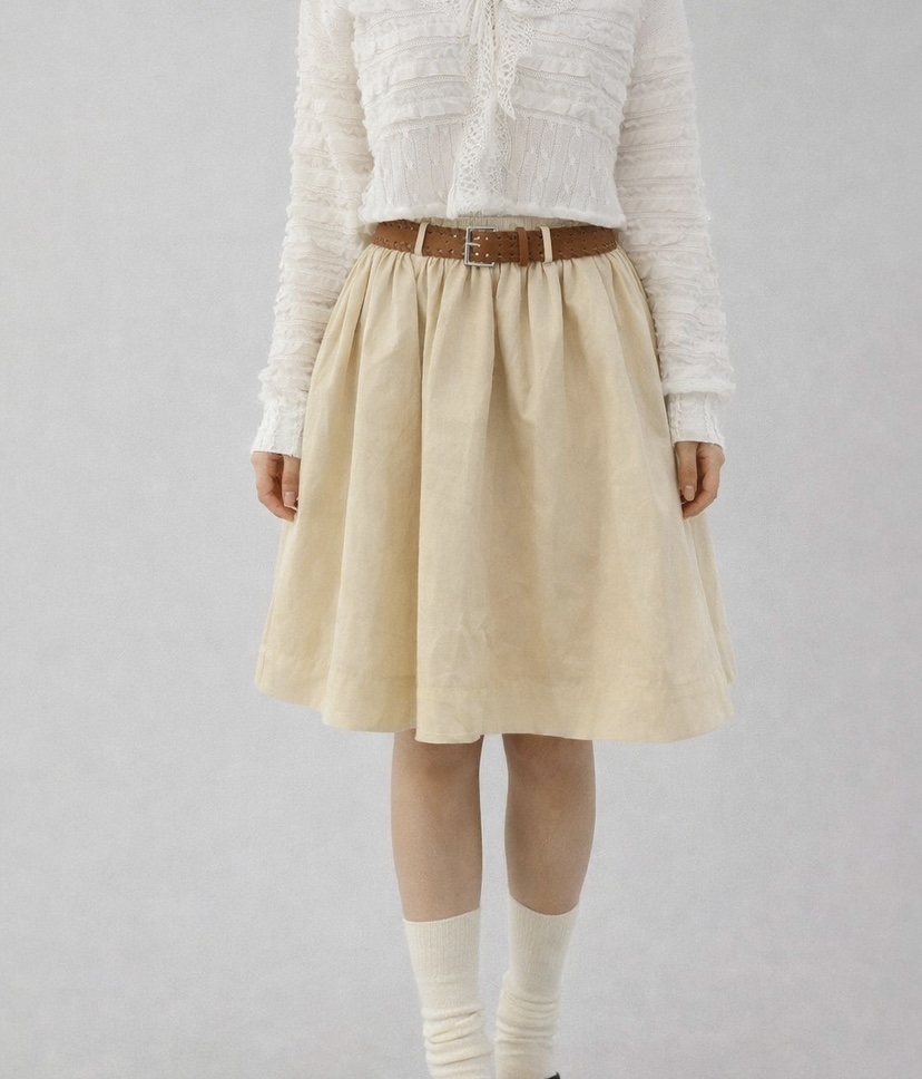 CORAL韓國代購女士新款熱賣時尚半身裙中短裙不含腰帶褶皺CORAL半身裙/中短裙圖色1