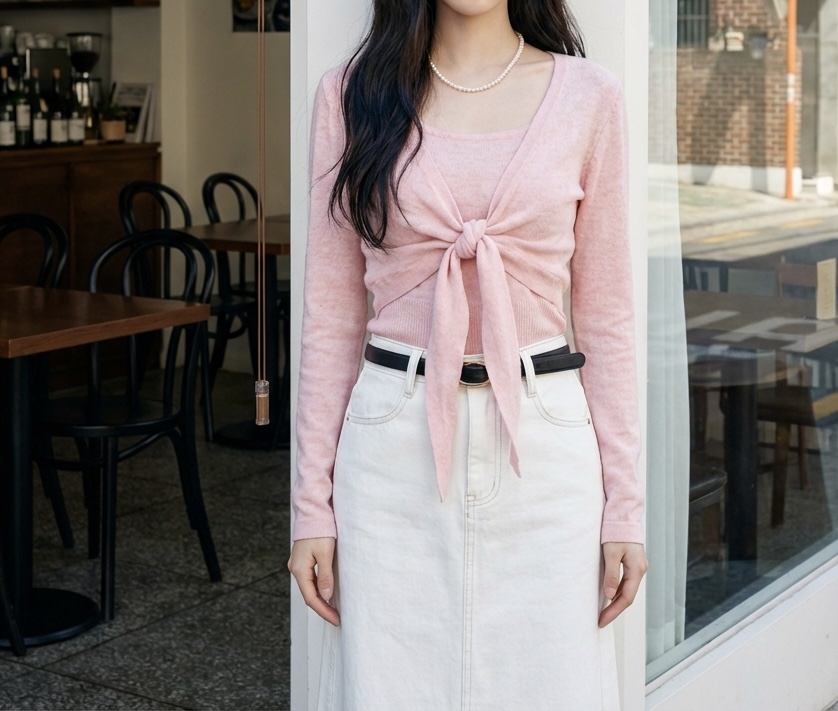 CORAL東大門代購女裝新款26春夏針織衫不含項鏈假兩件披肩CORAL針織衫