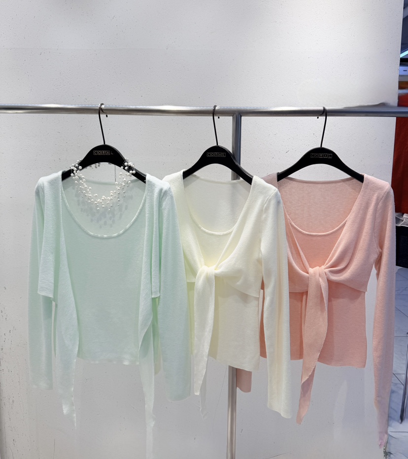 CORAL東大門代購女裝新款26春夏針織衫不含項鏈假兩件披肩CORAL針織衫