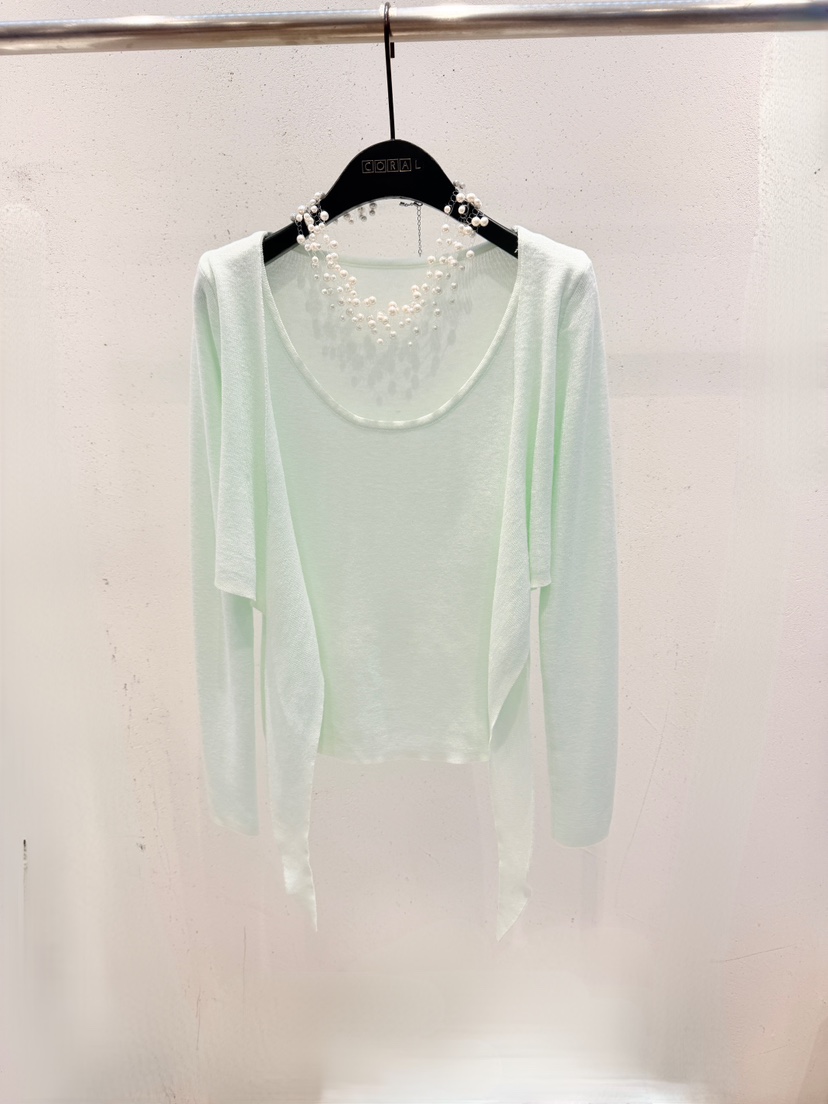 CORAL東大門代購女裝新款26春夏針織衫不含項鏈假兩件披肩CORAL針織衫圖色3