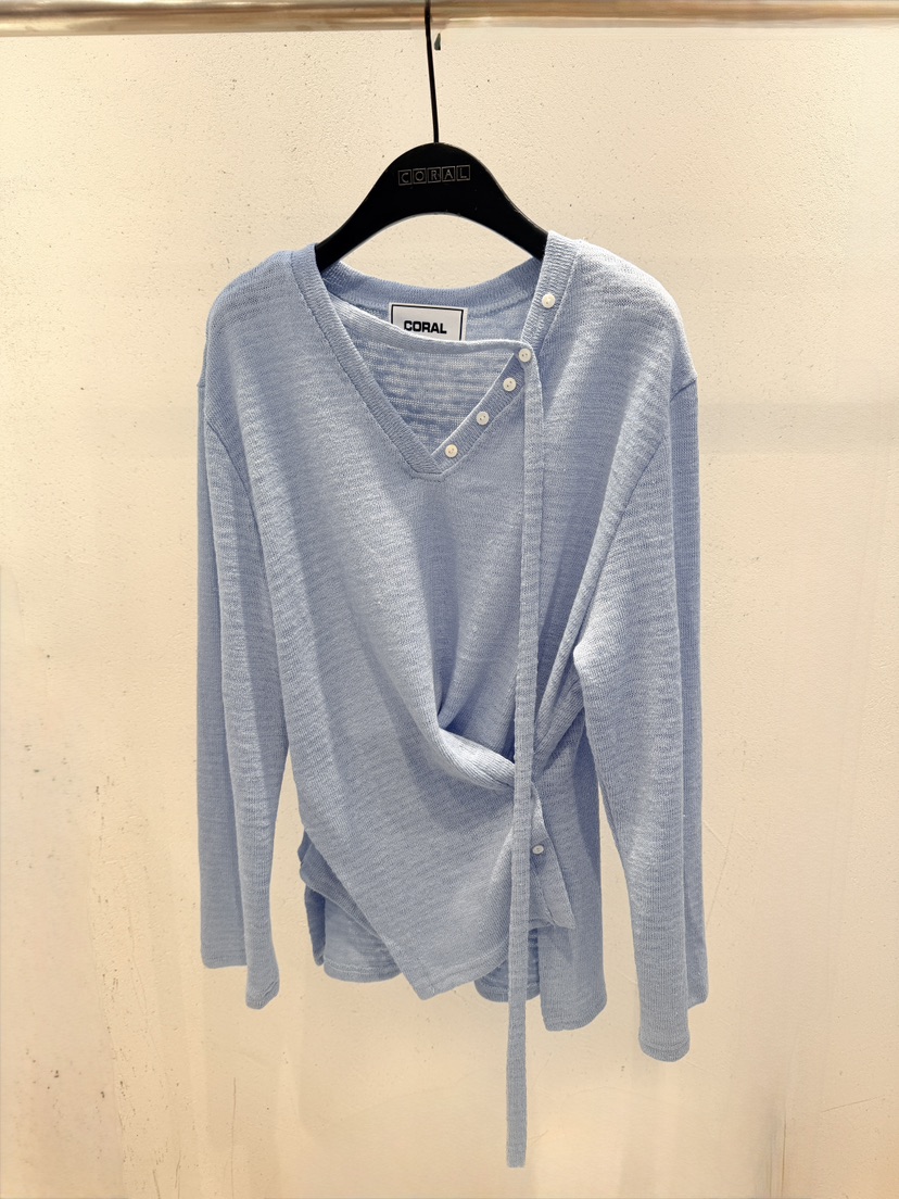 CORAL東大門代購女裝新品人氣熱賣職業休閑推薦長袖T恤紐扣CORAL長袖T恤圖色1
