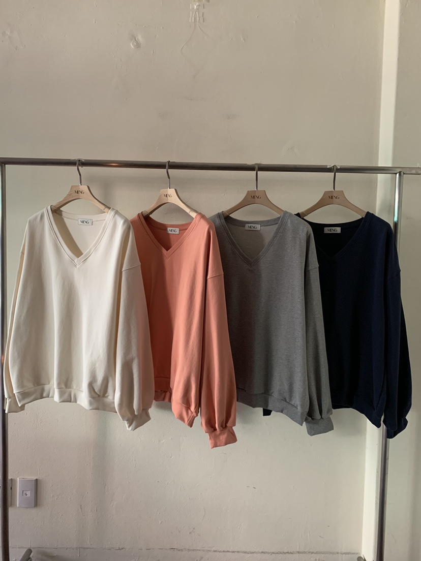 MENG韓國代購女士新款推薦時尚熱賣人氣真品職業休閑衛衣V領MENG衛衣