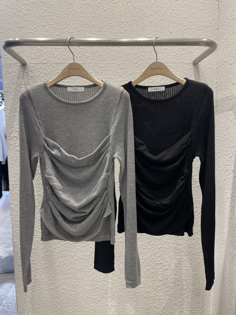 BABEL東大門實拍女士新款休閑26春夏真品人氣針織衫雙層羅紋BABEL針織衫