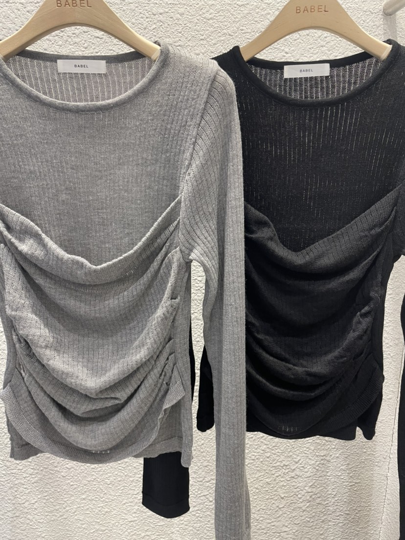 BABEL東大門實拍女士新款休閑26春夏真品人氣針織衫雙層羅紋BABEL針織衫