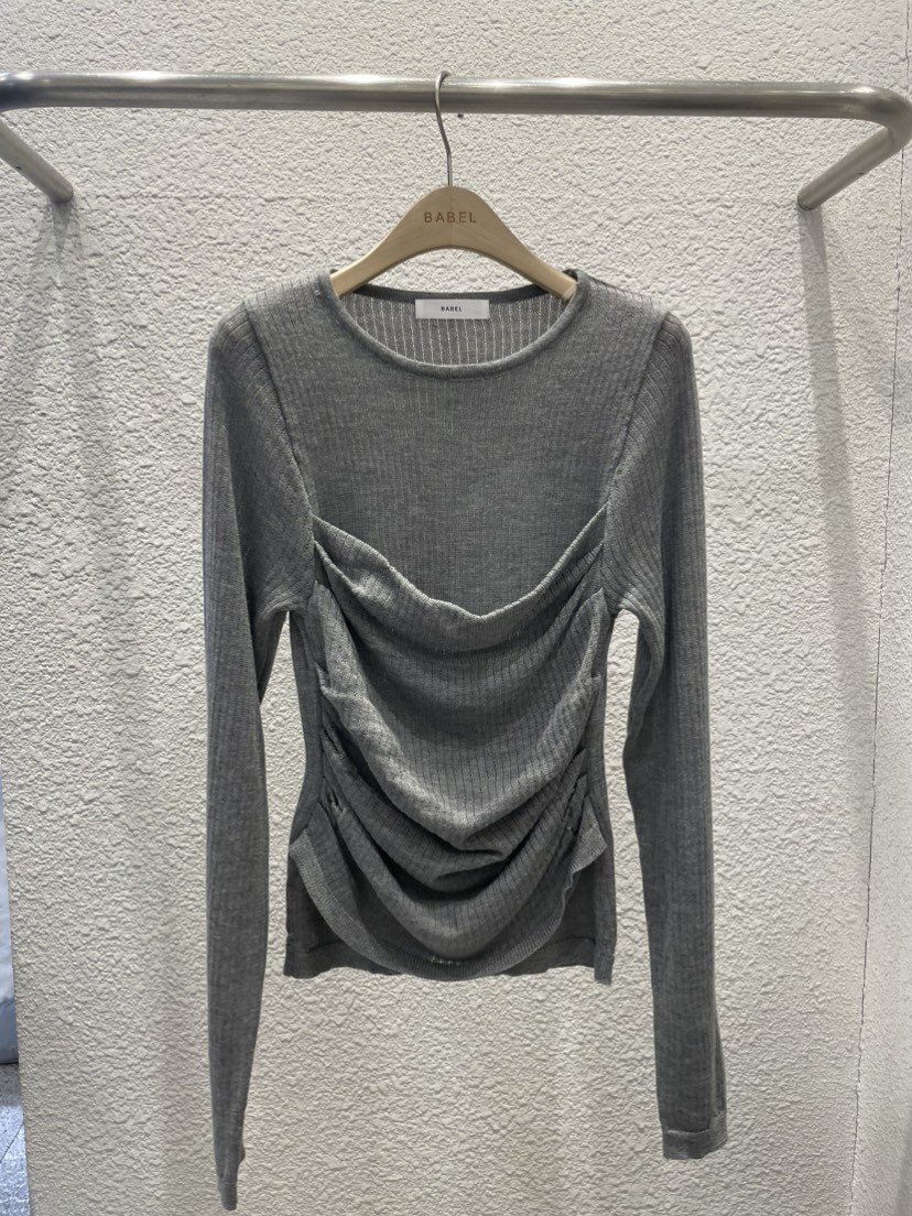 BABEL東大門實拍女士新款休閑26春夏真品人氣針織衫雙層羅紋BABEL針織衫圖色1