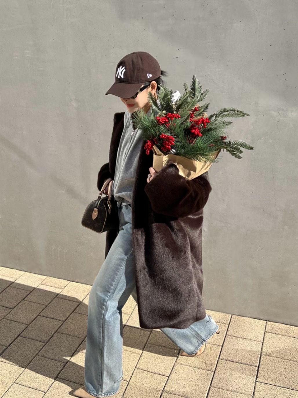 BRICK韓國直郵女士新品26春夏真品休閑人氣中長款大衣皮草BRICK中長款大衣