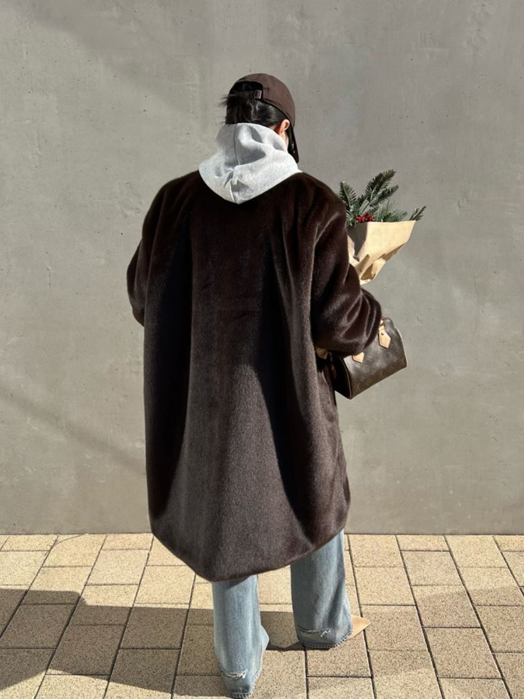 BRICK韓國直郵女士新品26春夏真品休閑人氣中長款大衣皮草BRICK中長款大衣