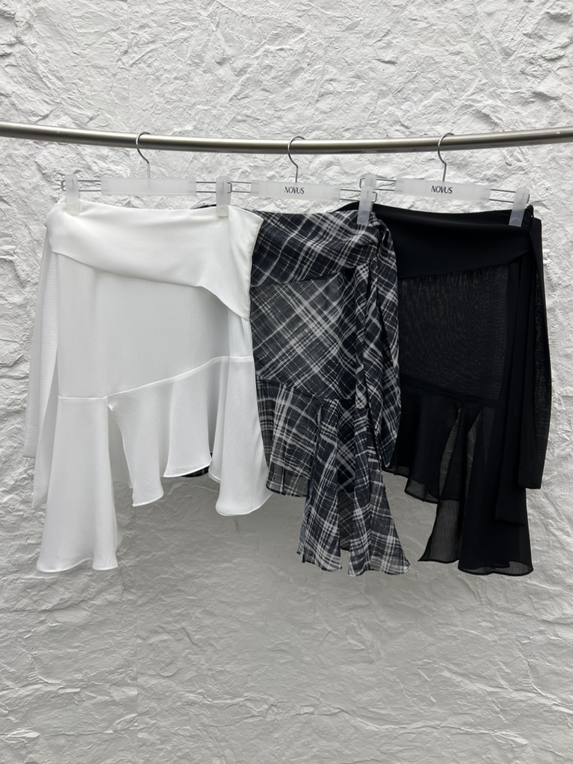 NOVUS韓國直郵女裝新款休閑熱賣半身裙中短裙不含腰帶雪紡NOVUS半身裙/中短裙