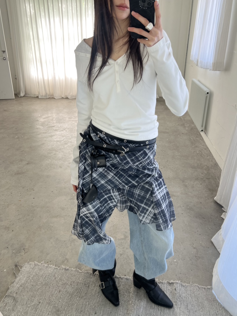 NOVUS韓國直郵女裝新款休閑熱賣半身裙中短裙不含腰帶雪紡NOVUS半身裙/中短裙