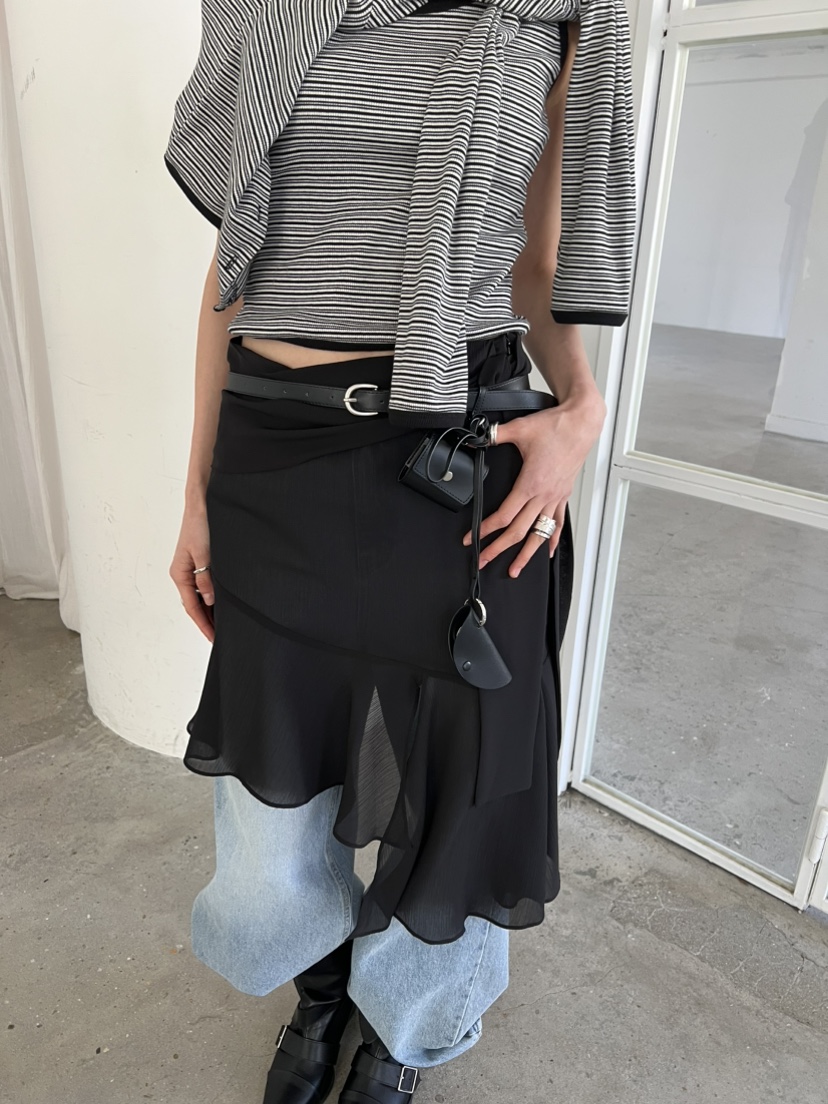 NOVUS韓國直郵女裝新款休閑熱賣半身裙中短裙不含腰帶雪紡NOVUS半身裙/中短裙