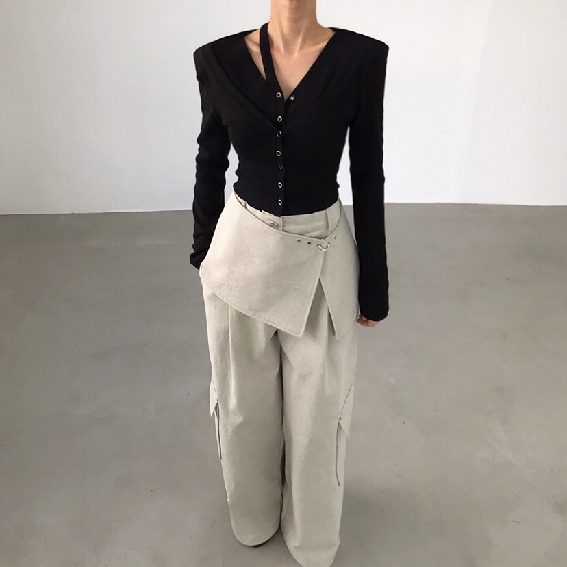 2TWO MOON東大門實拍女裝新款熱賣推薦職業長袖T恤雙層開衫2TWO MOON長袖T恤