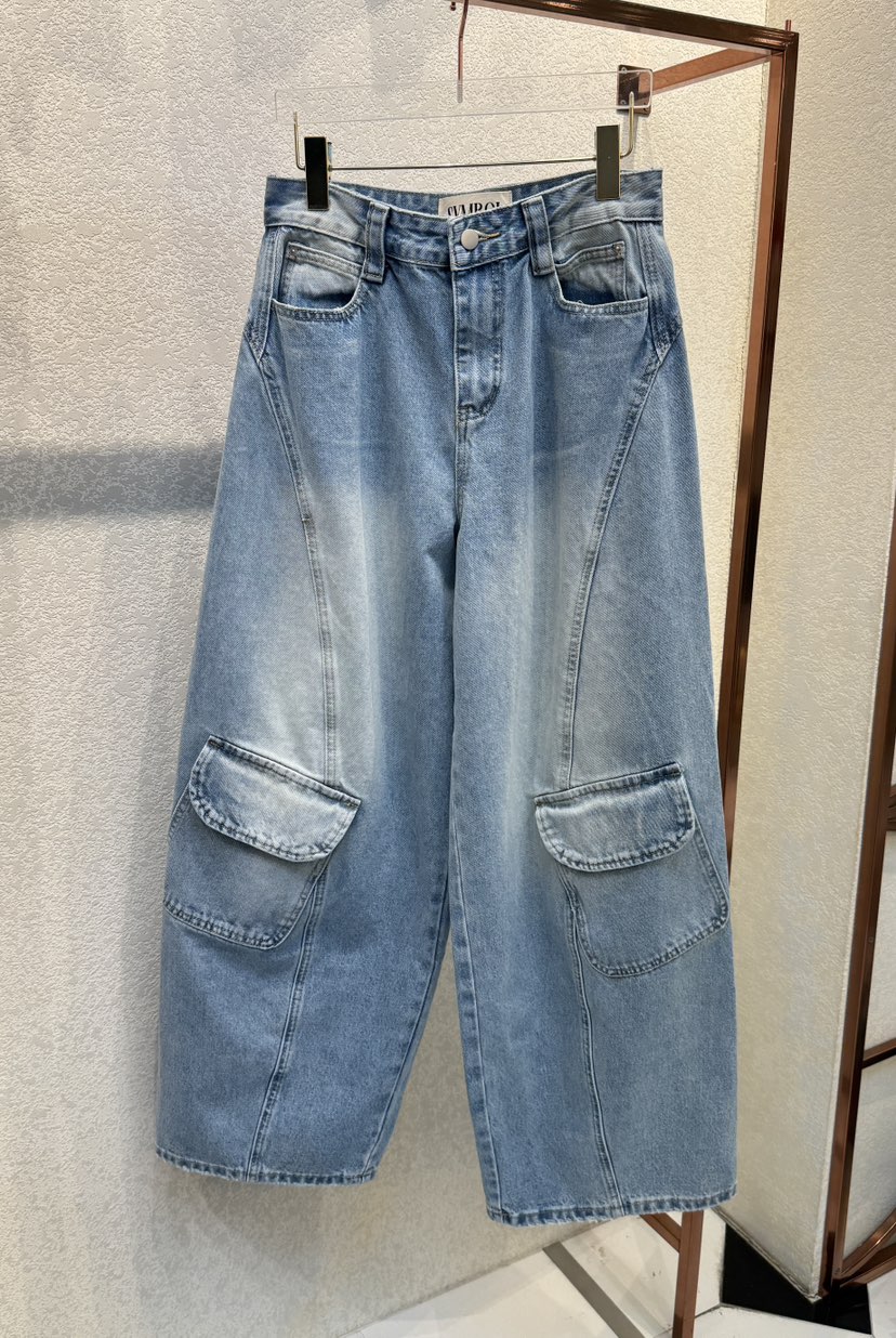 SYMBOL東大門代購女裝新品職業熱賣時尚26春夏牛仔褲工裝SYMBOL牛仔褲圖色2