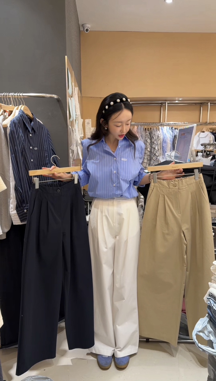 BOUND.A東大門直郵女士新款時尚職業26春夏休閑褲棉質褶裥BOUND.A休閑褲