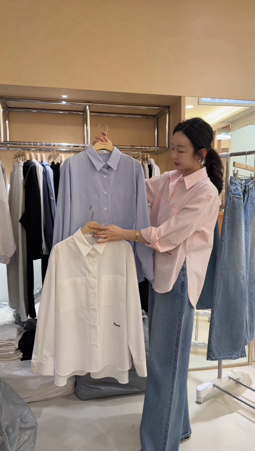 BOUND.A韓國代購女裝新品人氣熱賣真品襯衫蕾絲衫兩個口袋BOUND.A襯衫/蕾絲衫