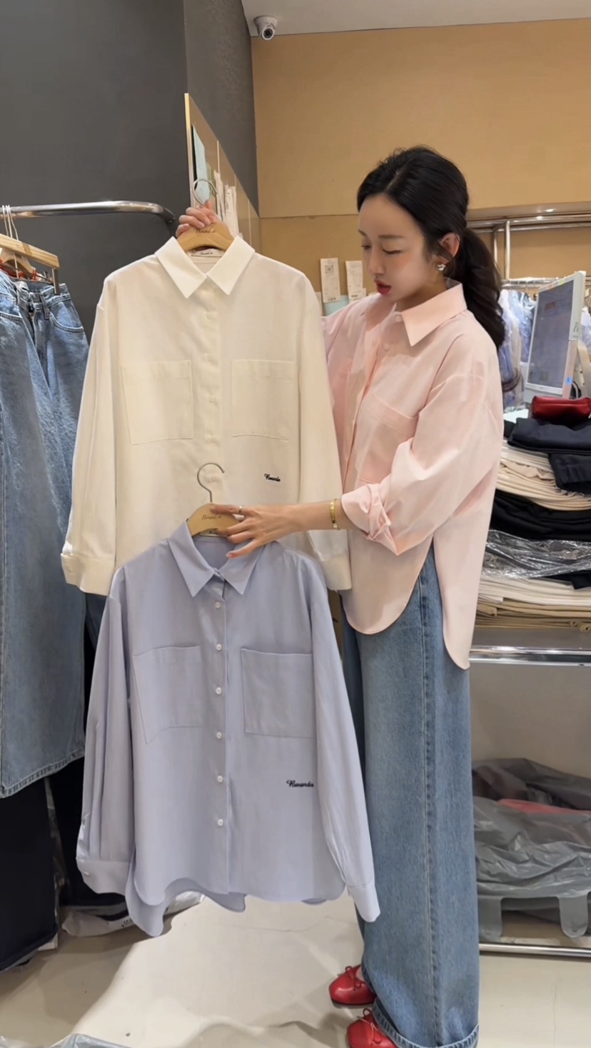 BOUND.A韓國代購女裝新品人氣熱賣真品襯衫蕾絲衫兩個口袋BOUND.A襯衫/蕾絲衫