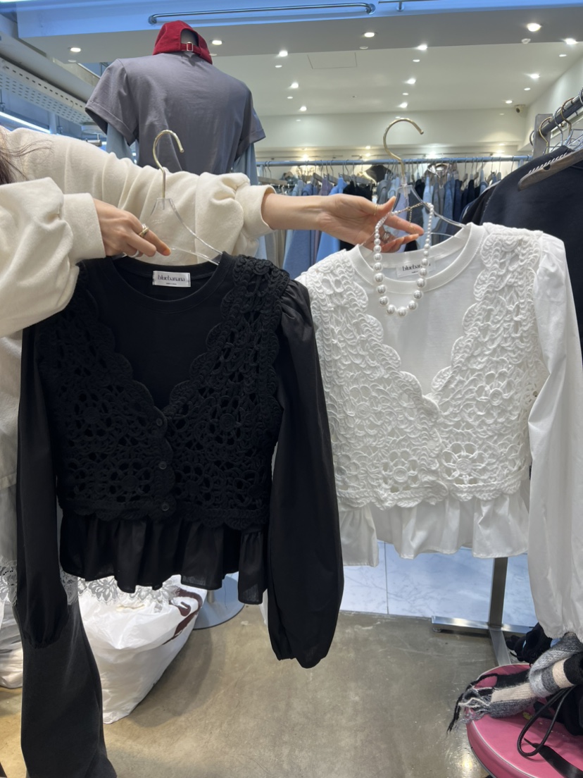 BLUE BANANA韓國直郵女裝新款職業休閑真品時尚襯衫蕾絲衫BLUE BANANA襯衫/蕾絲衫