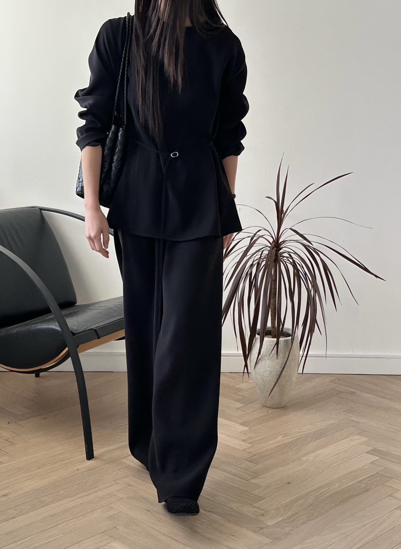 LE VASE東大門實拍女士新款人氣休閑熱賣襯衫蕾絲衫含腰帶LE VASE襯衫/蕾絲衫