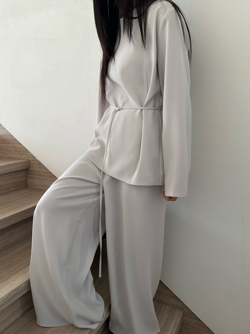 LE VASE東大門實拍女士新款人氣休閑熱賣襯衫蕾絲衫含腰帶LE VASE襯衫/蕾絲衫