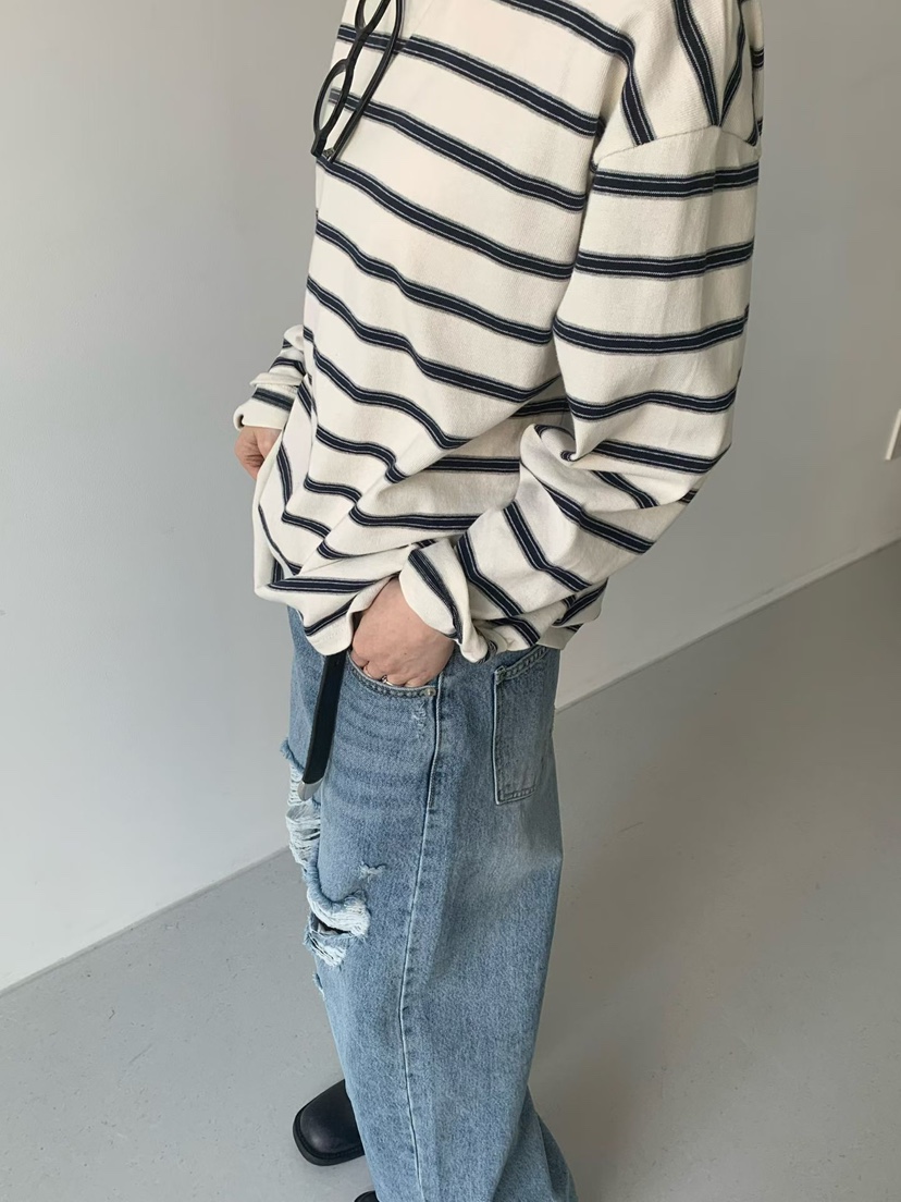 TAF東大門實拍女士新款推薦職業熱賣真品26春夏長袖T恤條紋TAF長袖T恤