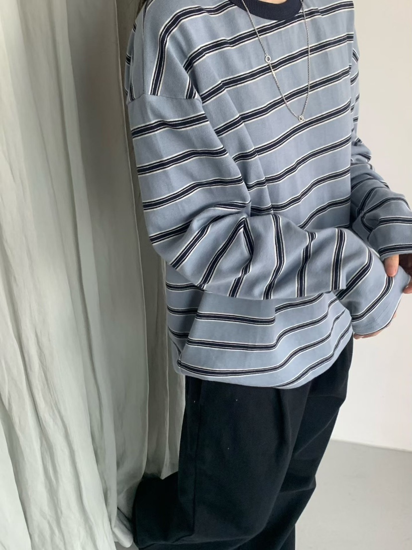 TAF東大門實拍女士新款推薦職業熱賣真品26春夏長袖T恤條紋TAF長袖T恤