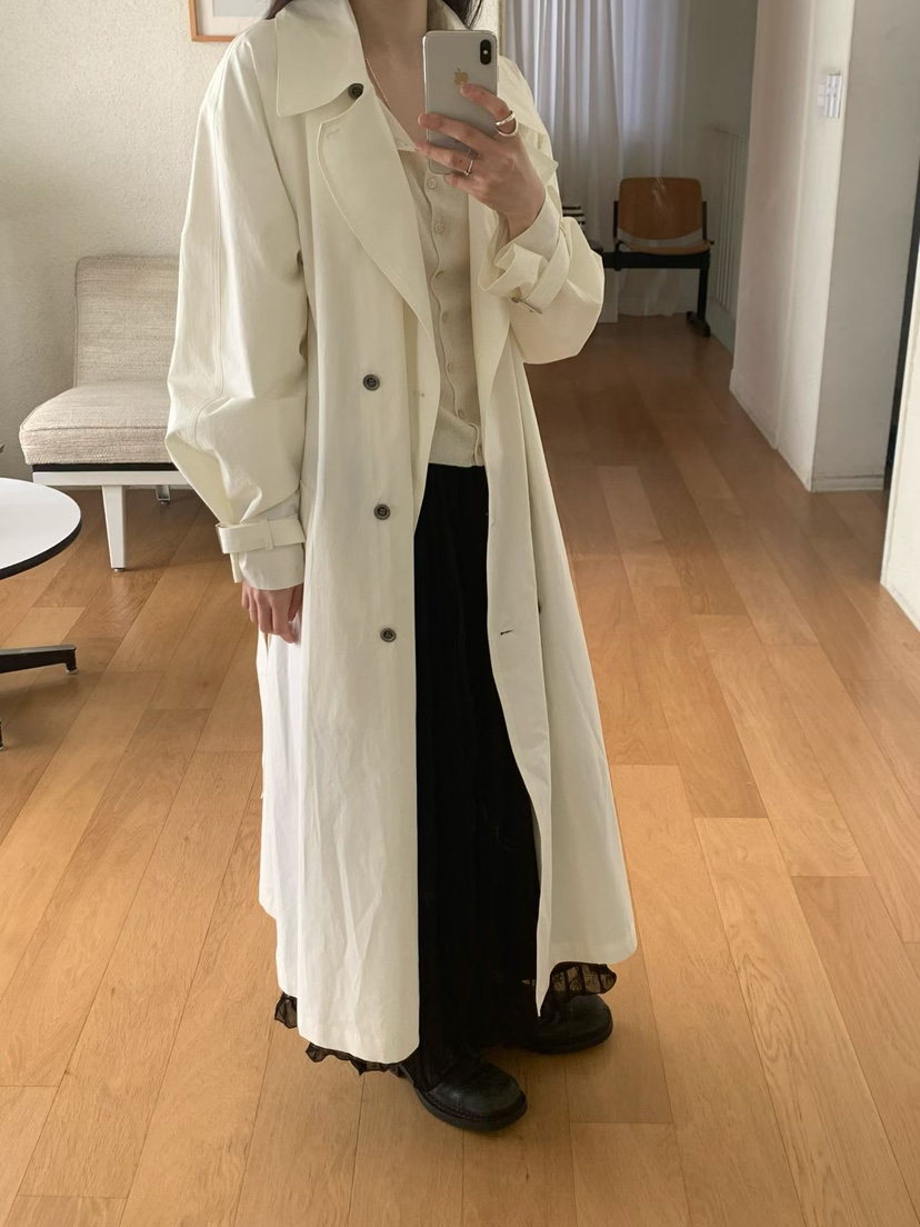 TAF東大門代購女士新款休閑時尚26春夏人氣長款風衣含腰帶TAF長款風衣