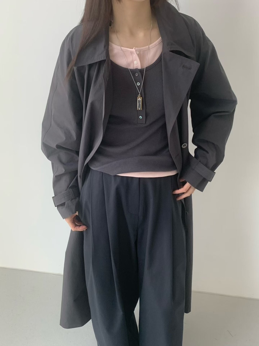 TAF東大門代購女士新款休閑時尚26春夏人氣長款風衣含腰帶TAF長款風衣