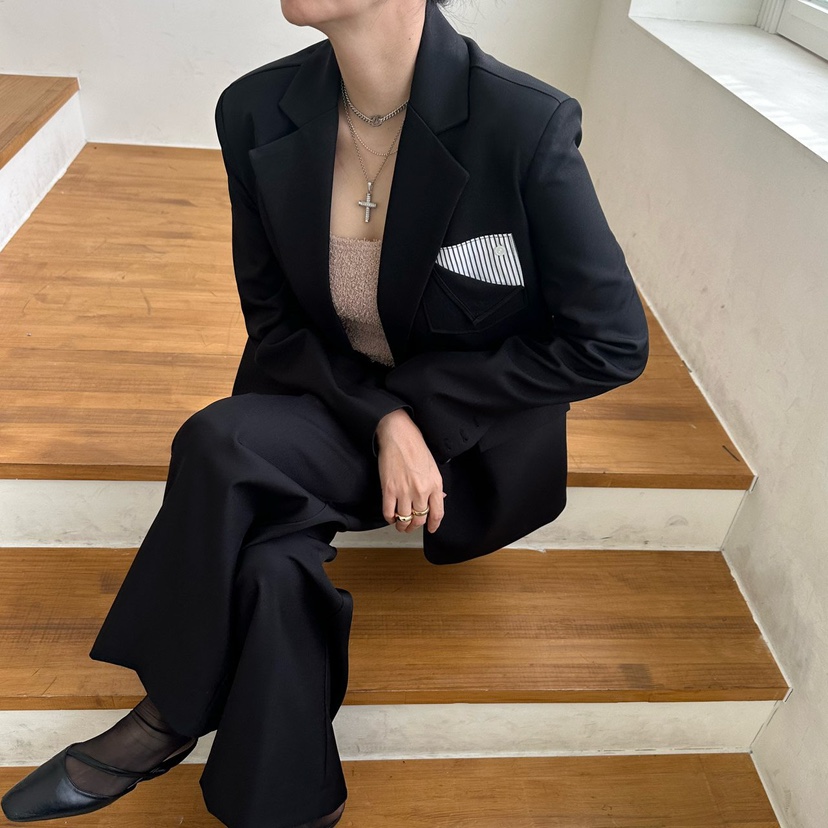 SOUIT東大門直郵女士新款熱賣職業人氣真品休閑推薦夾克口袋SOUIT by mabel-L夾克