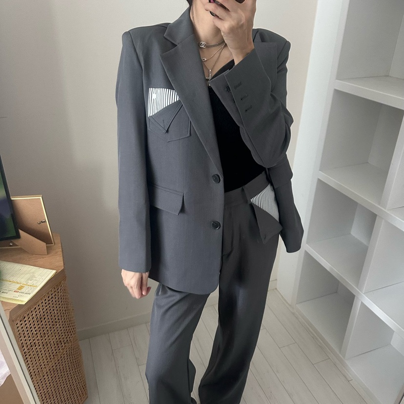 SOUIT東大門直郵女士新款熱賣職業人氣真品休閑推薦夾克口袋SOUIT by mabel-L夾克圖色2