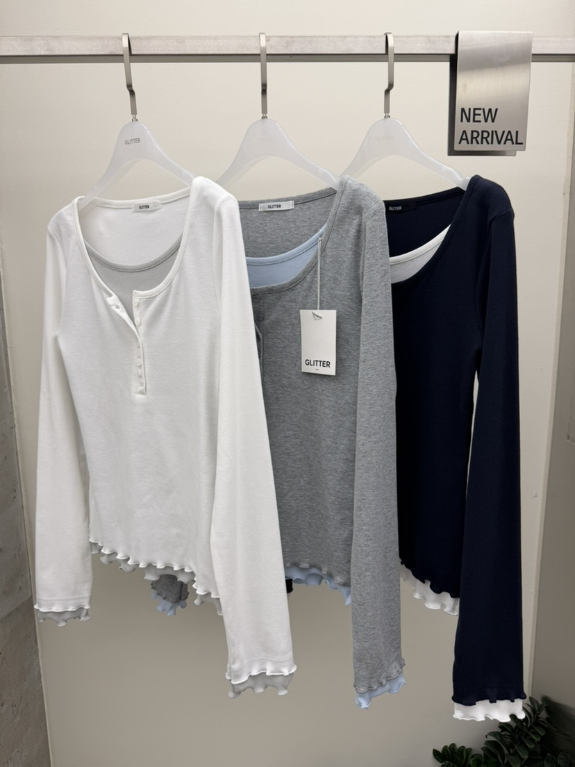 GLITTER韓國直郵女裝新品職業熱賣26春夏推薦休閑長袖T恤GLITTER長袖T恤