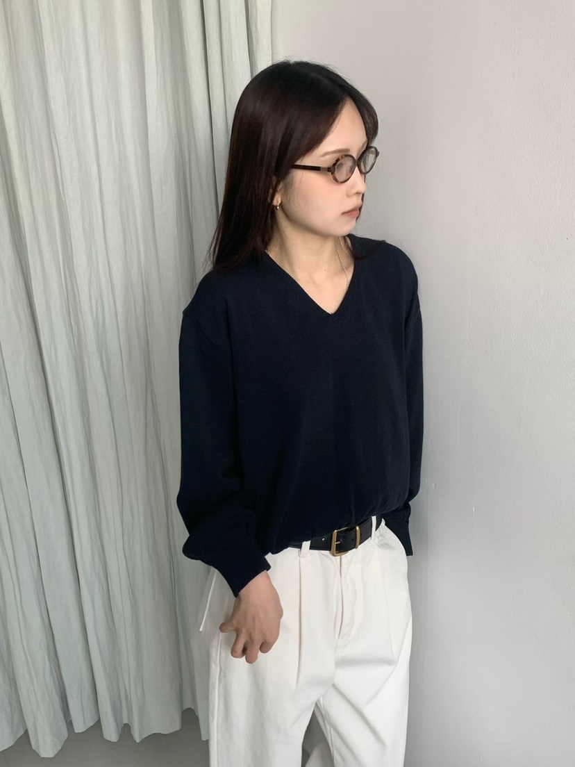 TAF韓國代購女士新品推薦休閑熱賣時尚26春夏人氣針織衫V領TAF針織衫