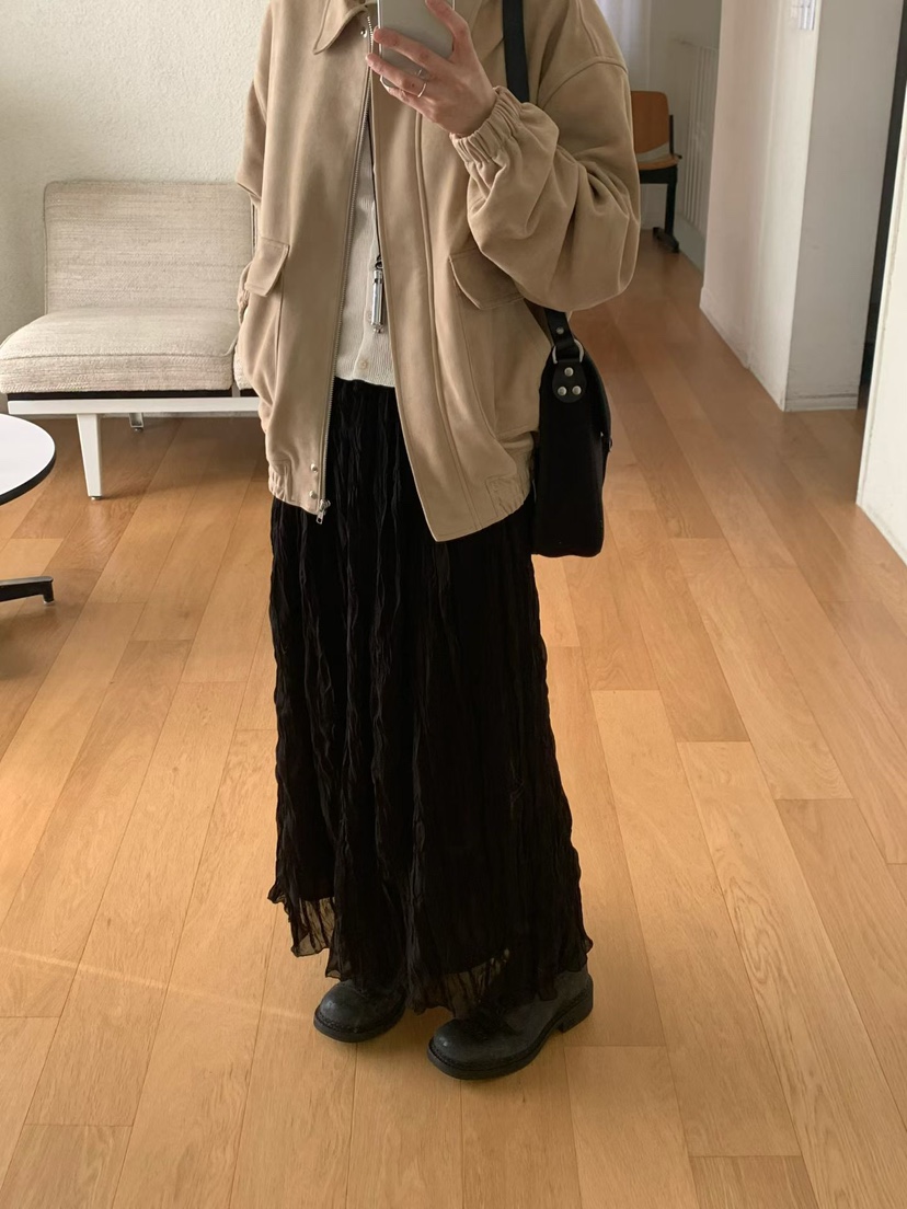 TAF東大門直郵女士新款熱賣時尚休閑職業推薦26春夏長裙褶皺TAF長裙