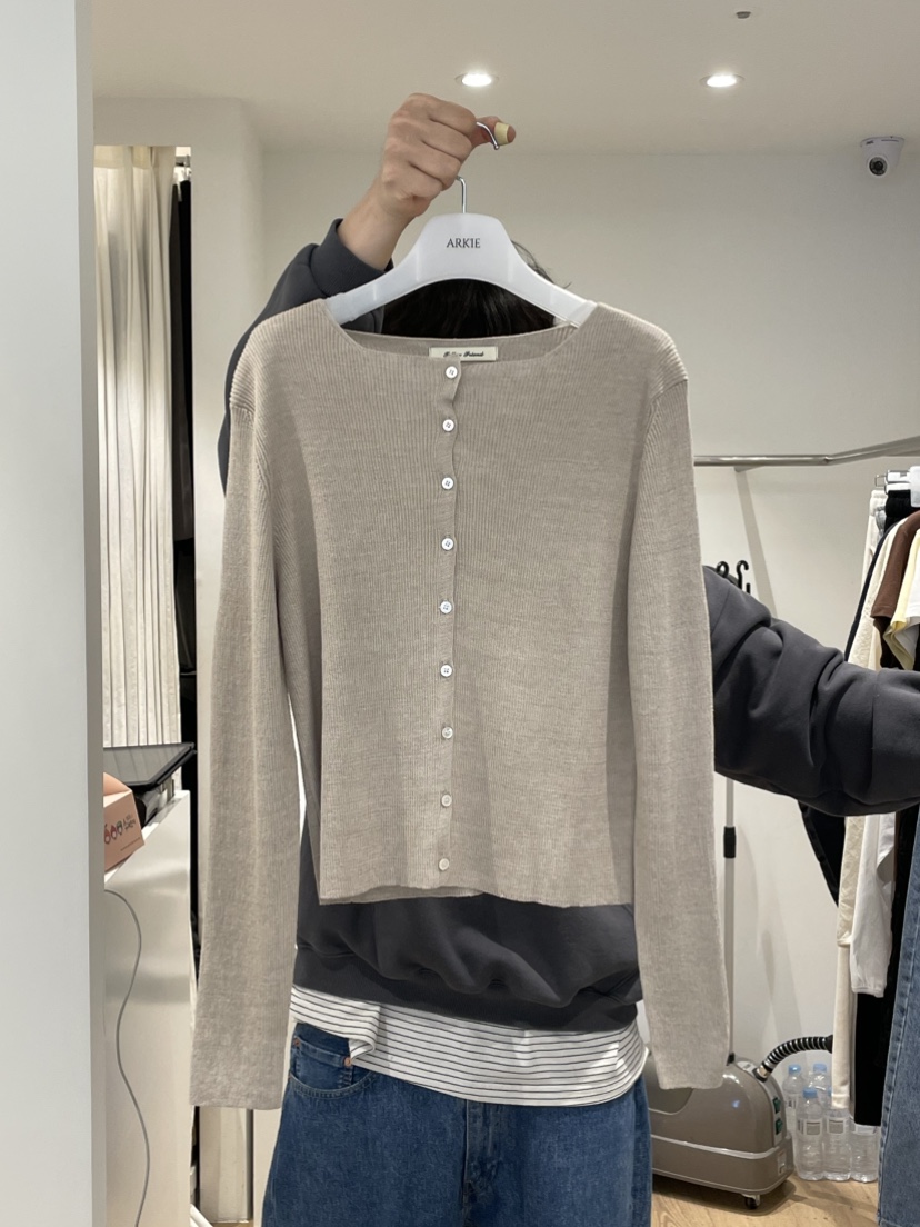 TAF東大門實拍女裝新品休閑人氣推薦職業時尚針織衫亞麻開衫TAF針織衫圖色2