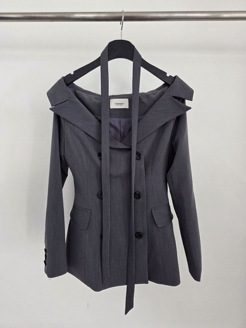 VERANDA東大門直郵女裝新款熱賣推薦真品休閑夾克含脖帶折扣VERANDA夾克圖色1