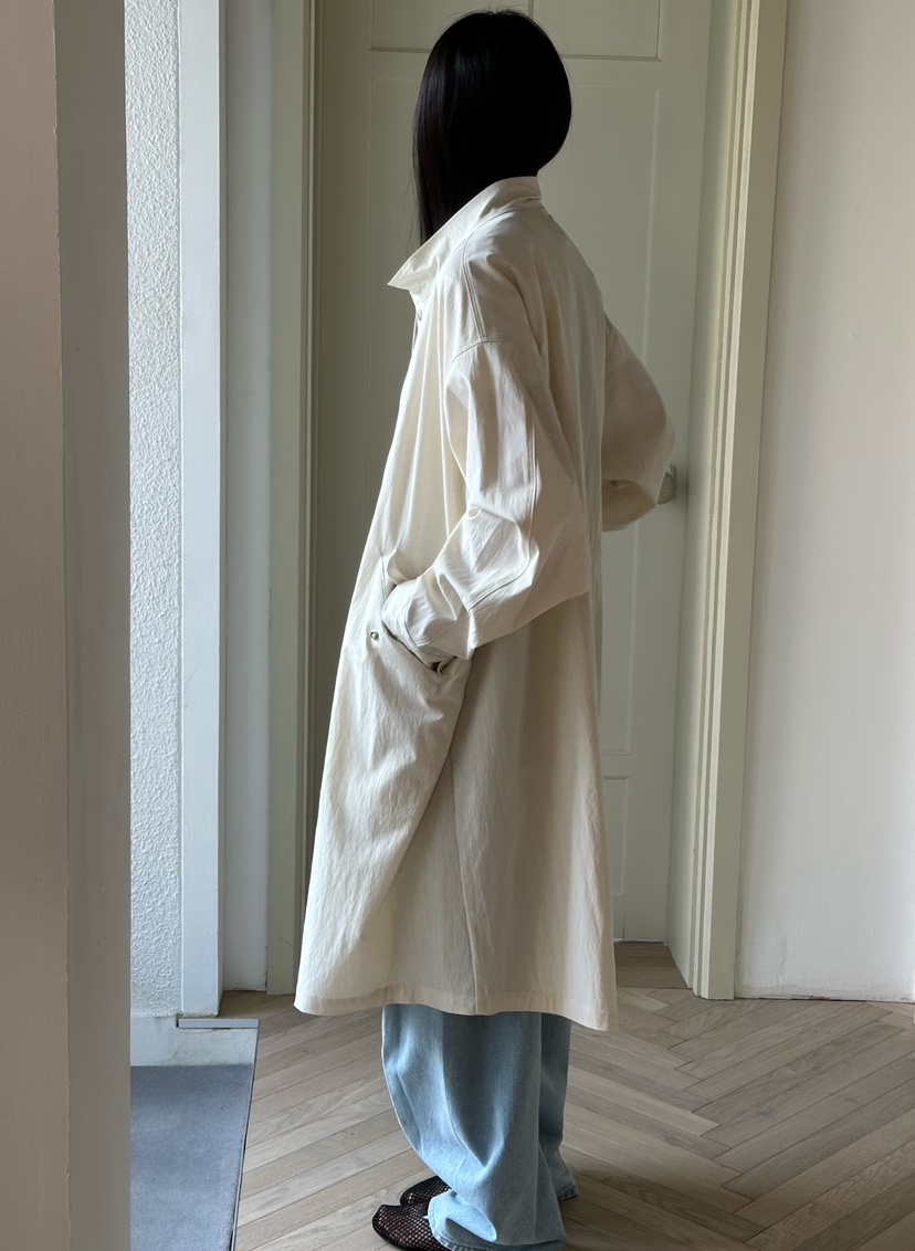 LE VASE韓國代購女士新品人氣推薦26春夏真品休閑長款風衣LE VASE長款風衣