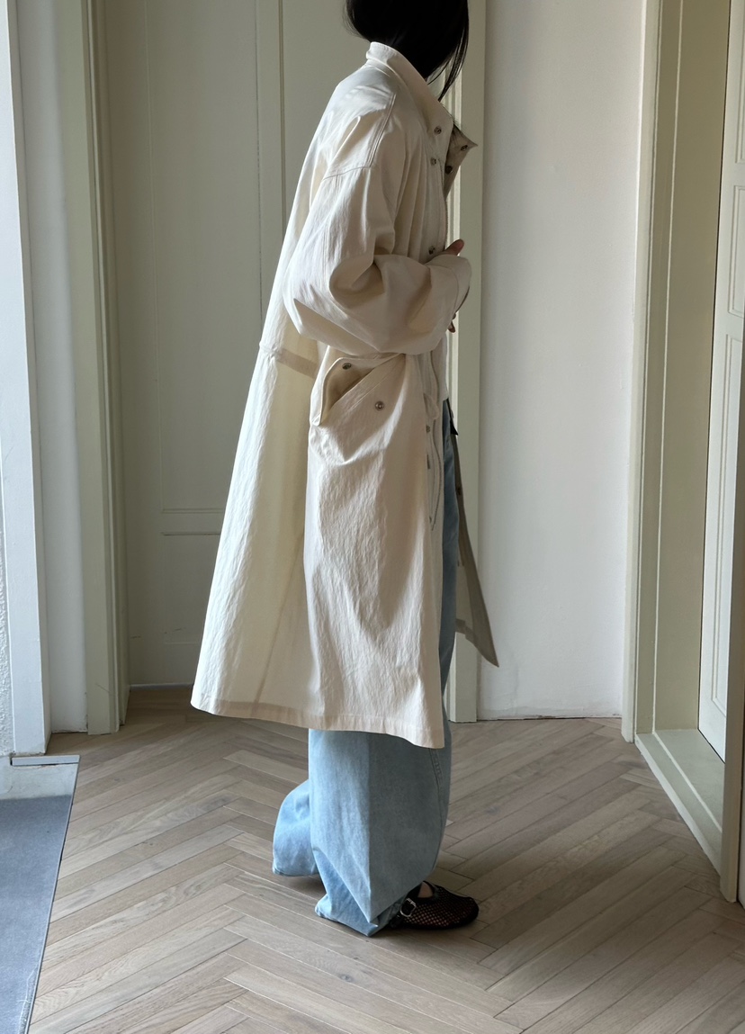 LE VASE韓國代購女士新品人氣推薦26春夏真品休閑長款風衣LE VASE長款風衣